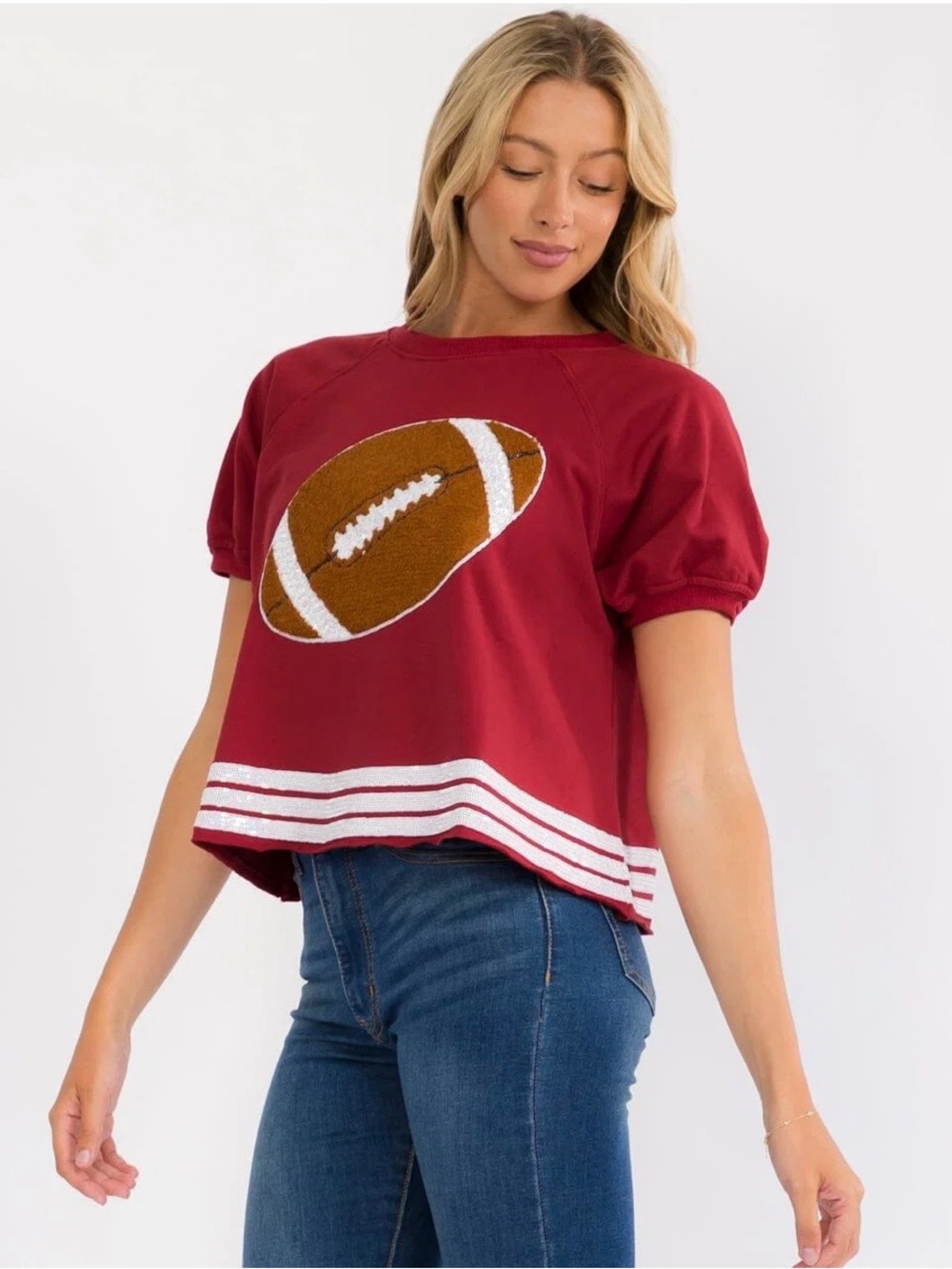 Burgundy  Chic Tee. Flattering Shape Cotton, NWT Large Cotton, Terry. - Picture 4 of 8